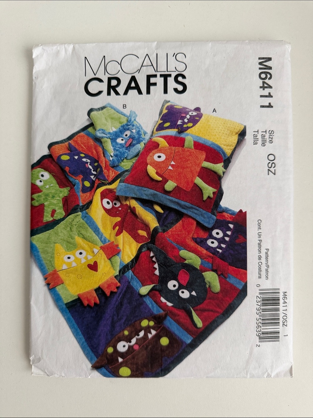 McCall’s Crafts - Monster Quilt and Pillowcase - NEW - Sewing Blanket Pattern